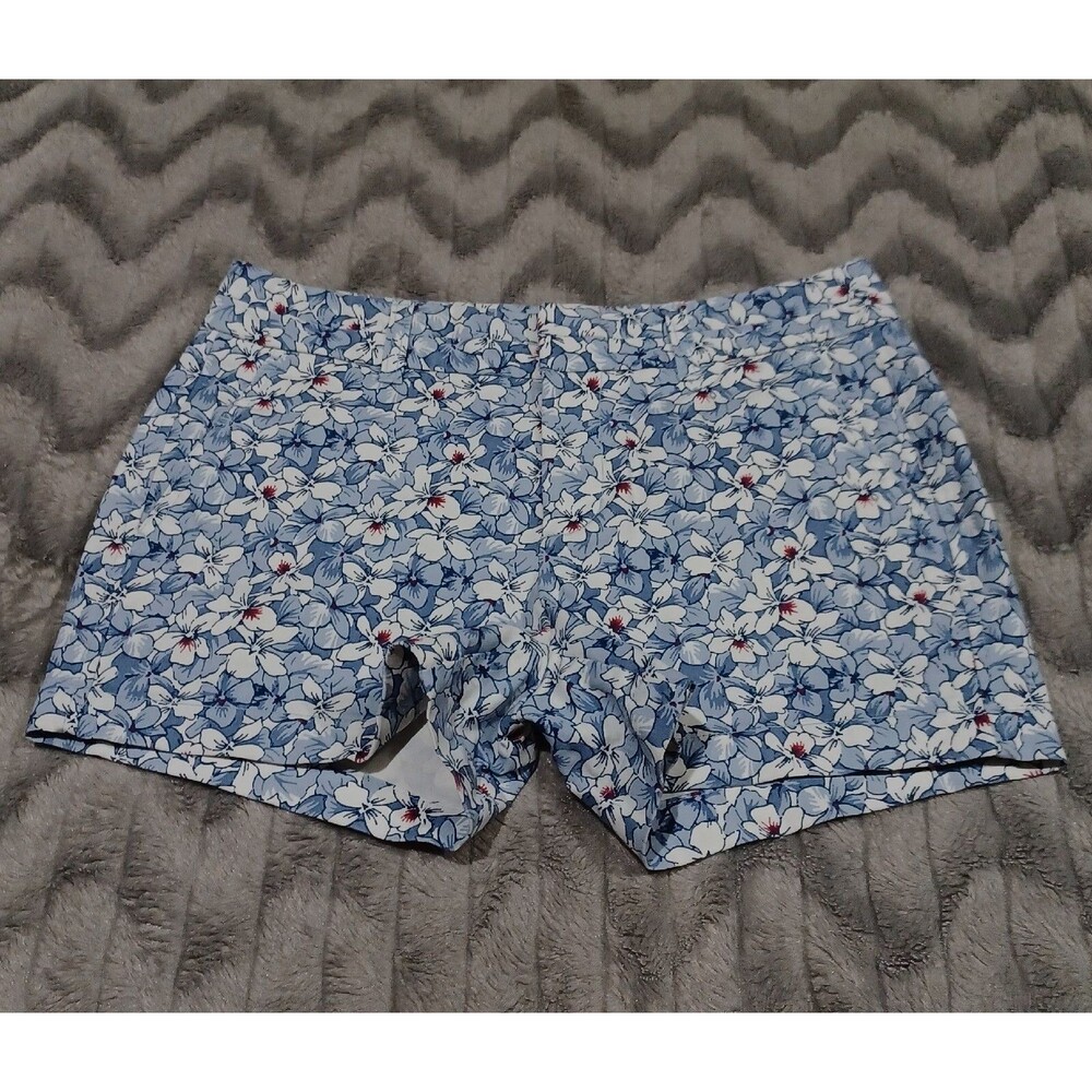 Khakis By Gap Womens Size 0 Blue Floral 3 Inch City Flat Front Chino Shorts
